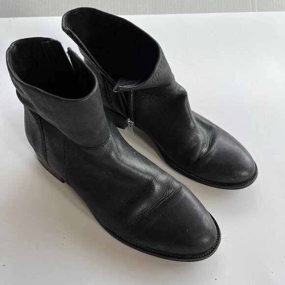 FRANCO SARTO BLACK LEATHER ANKLE BOOTS BOOTIES WOMENS SIZE 9.5M - Picture 2 of 7